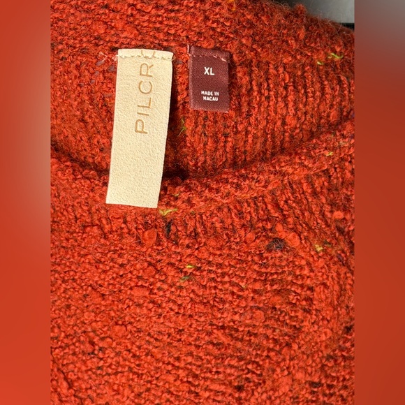 NEW Pilcro Anthropologie Oversized Dolman Cable Knit Pullover Rust Orange Boho - Picture 5 of 12
